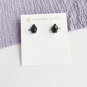 Kendra Scott Tessa Silver Stud Earrings Black Opaque Glass
